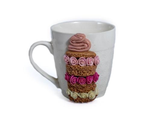 Amazing Mug Decorated with Ceramic Flowers | Colorful Flowers